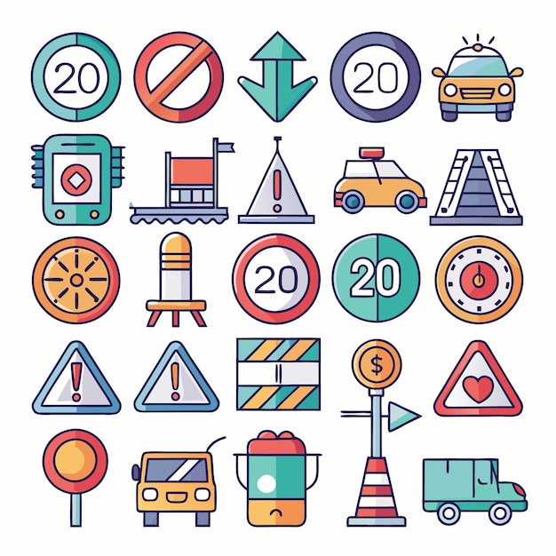 Vector comprehensive guide to traffic signs and road symbols illustrated