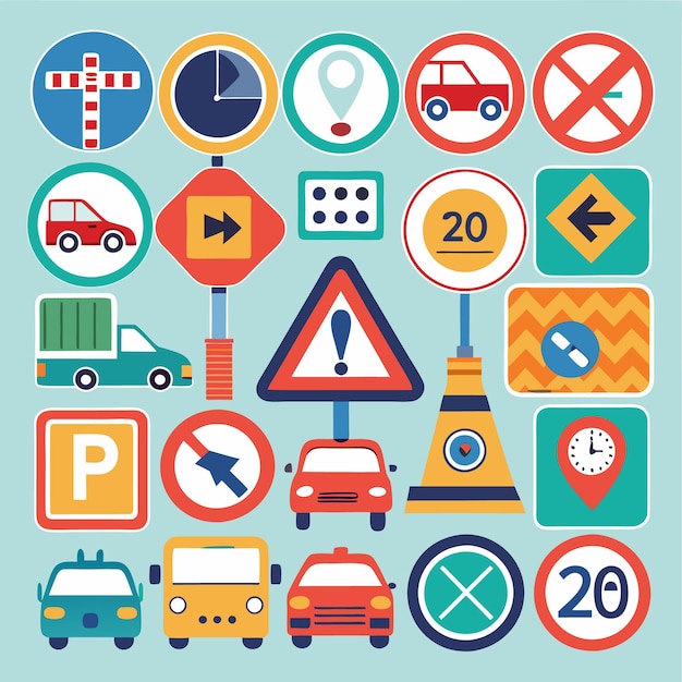 Vector comprehensive guide to traffic signs and road symbols illustrated