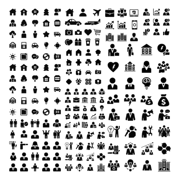 Vector comprehensive set of business professionals and web icons vector illustrations for office character