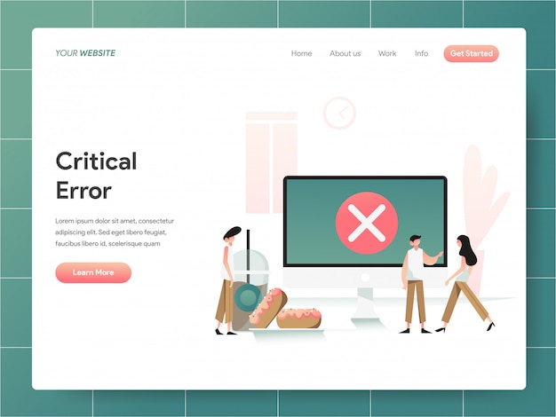 Vector computer critical error  banner of landing page concept