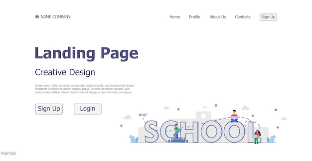 Vector concept design concept online school landing page website vector