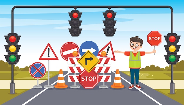 Vector concept design with traffic signs