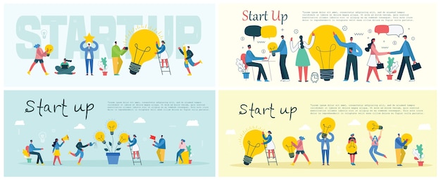 concept illustration banners of Start Up and Big Idea in flat style