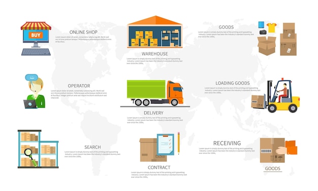 Vector concept infographics equipment warehouse