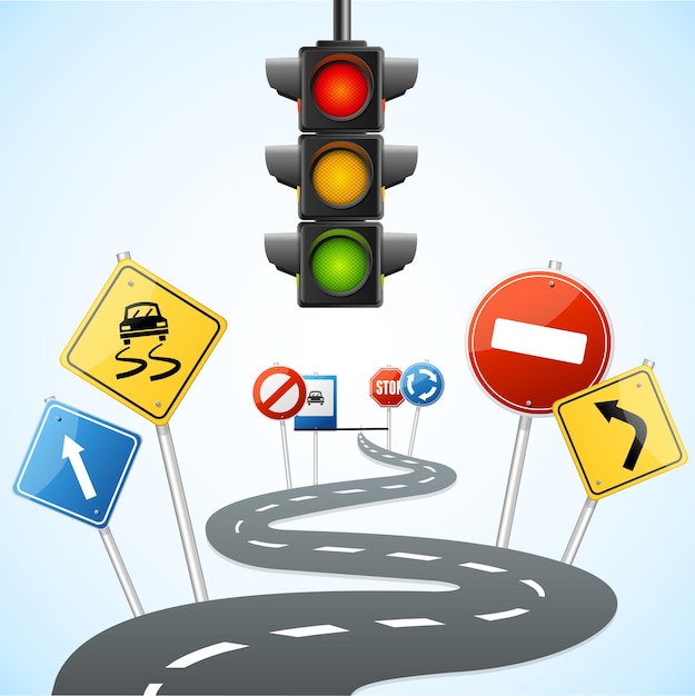 Vector concept of road with traffic lights. vector illustration