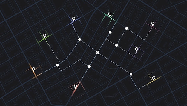 Vector concept of your location on map navigation to poi simple scheme of city location tracks dashboard