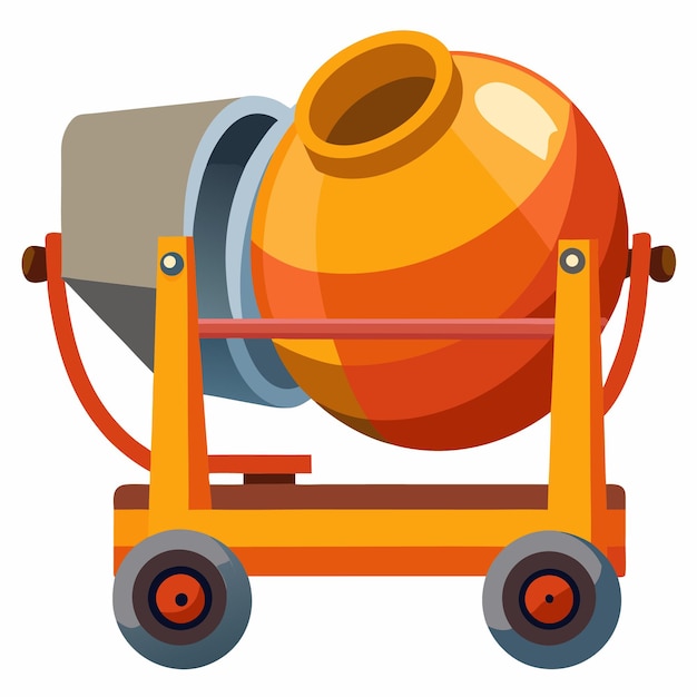 Vector concrete mixer clipart cartoon style vector illustration