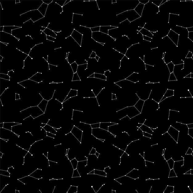 Vector constellations hand drawn doodle seamless pattern