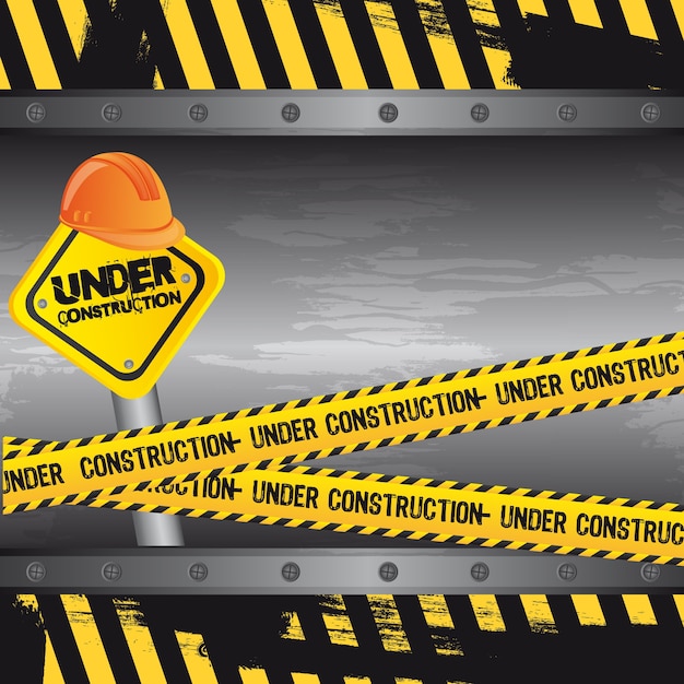 under construction background road sign vector