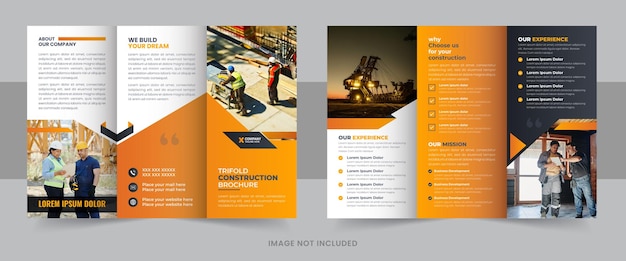 Construction business proposal trifold brochure template or home renovation brochure