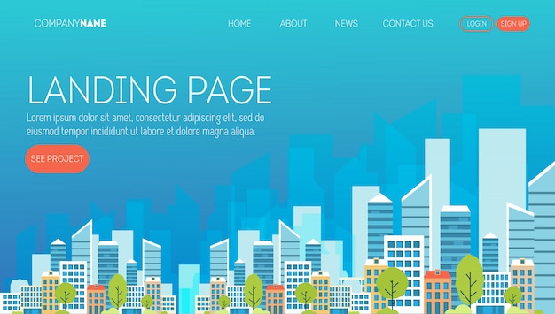 Construction company web page template. Landing page for a website about real estate business