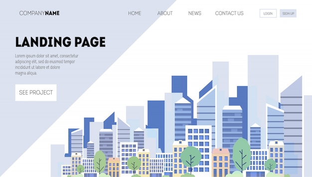 Construction company web page template. Landing page for a website about real estate business