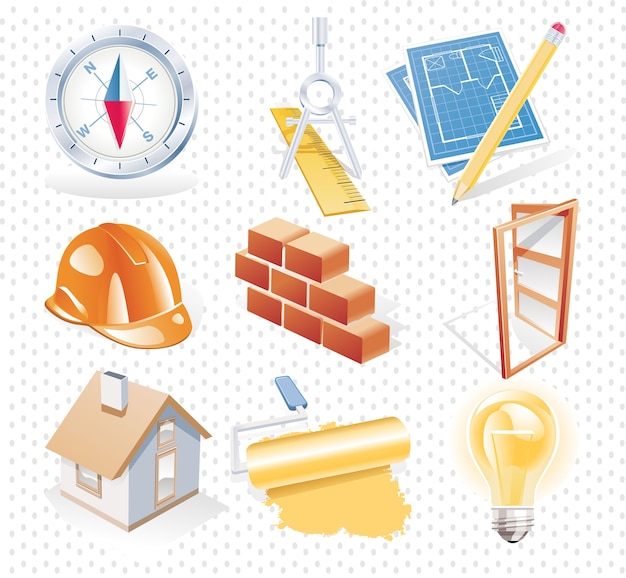 Construction icon set illustration