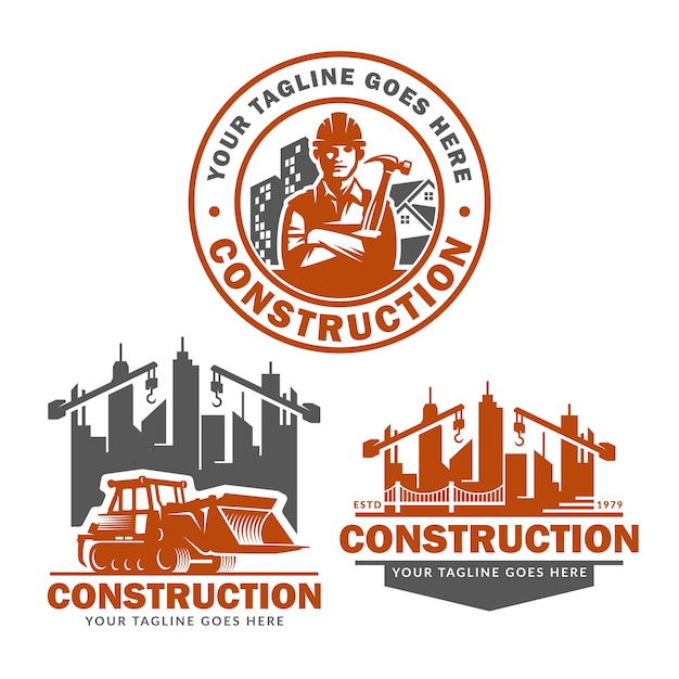 Construction logo template set, vector pack of Construction logo