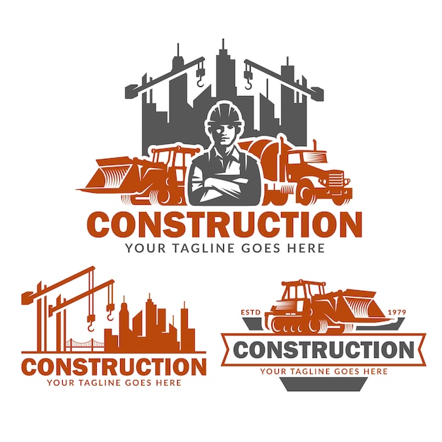 Vector construction logo template set, vector pack of construction logo