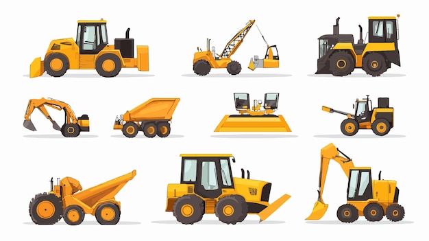 Vector construction machinery icons collection for projects