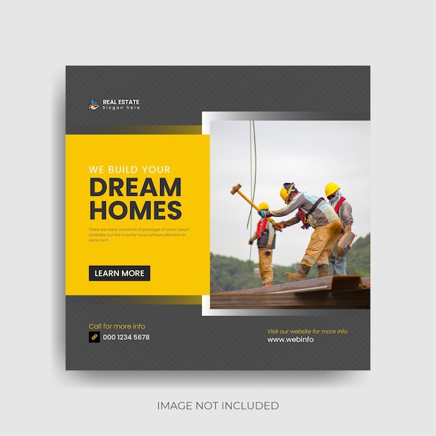 Construction renovation flyer social media post amp web banner template Premium vector