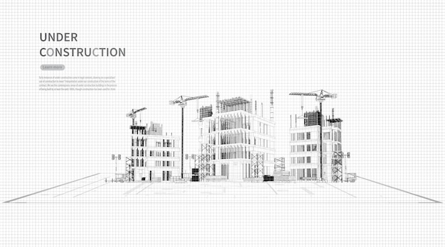 Vector construction site with a tower cranevector illustration