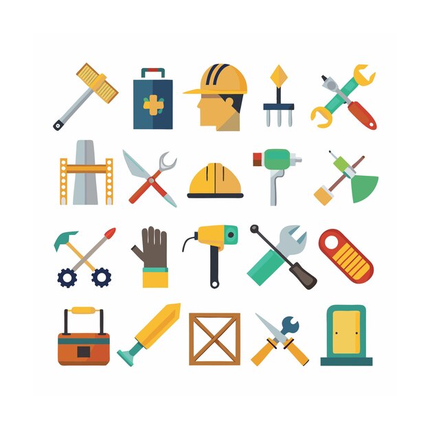 Vector construction and tools icon set vector illustration