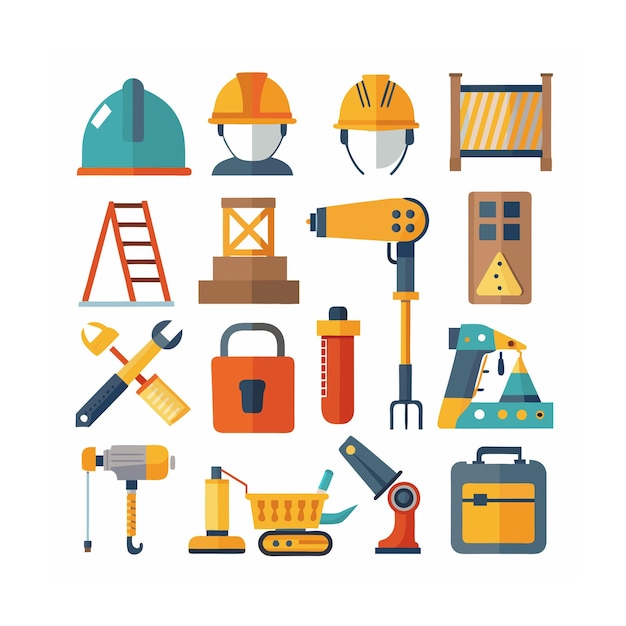 Vector construction and tools icon set vector illustration