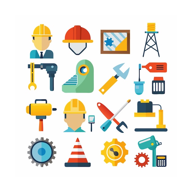 Vector construction and tools icon set vector illustration