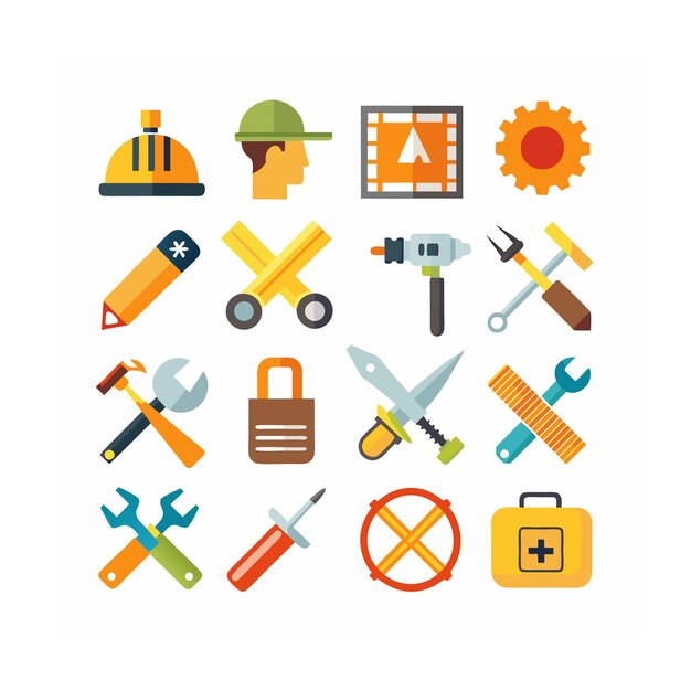 Vector construction and tools icon set vector illustration