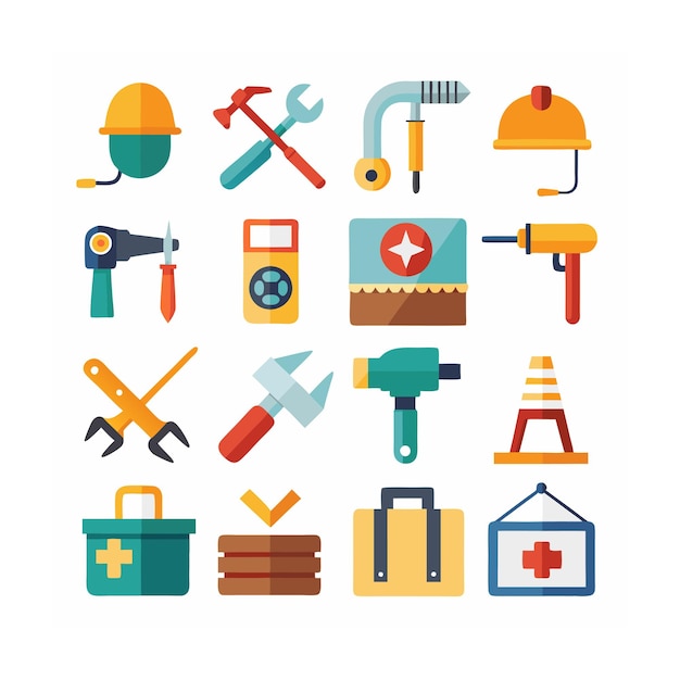 Vector construction and tools icon set vector illustration