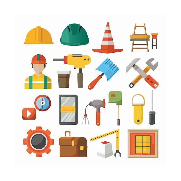 Vector construction and tools icons set