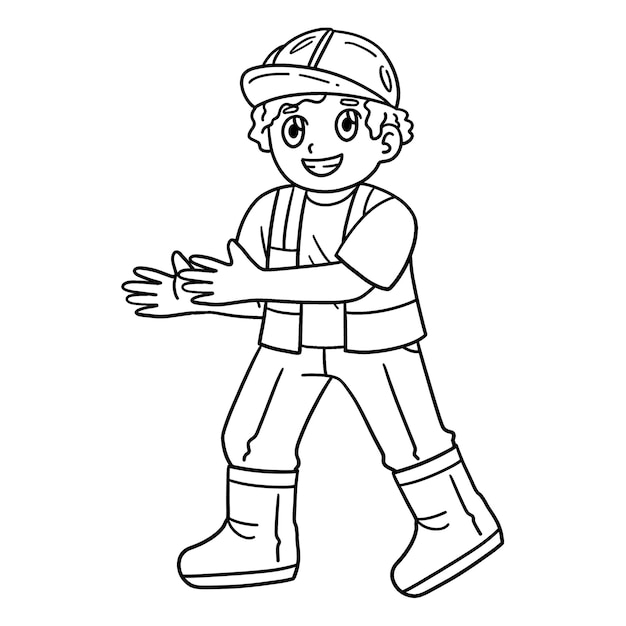 Construction Worker Isolated Coloring Page
