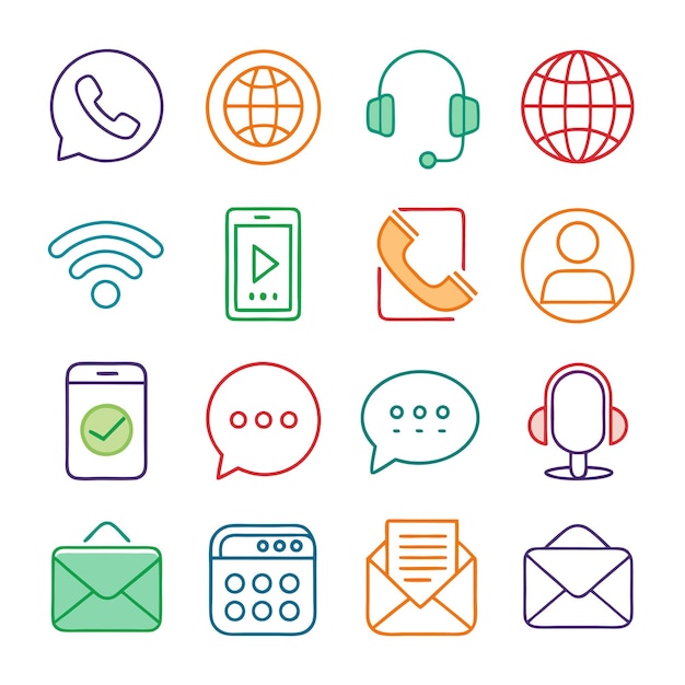 Vector contact icon set collection vector illustration