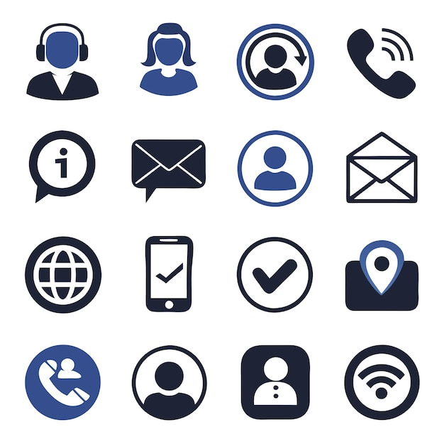 Vector contact icon set collection vector illustration