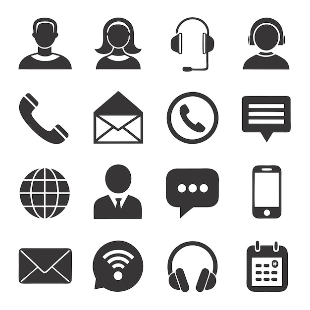 Vector contact icon set collection vector illustration