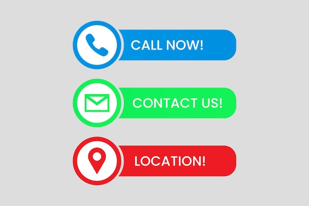 Contact us button with call now label banner and location icon chat sign in modern banners buttons