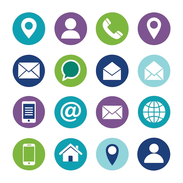 Contact us icon set Collection of website and mobile application icon Vector illustration