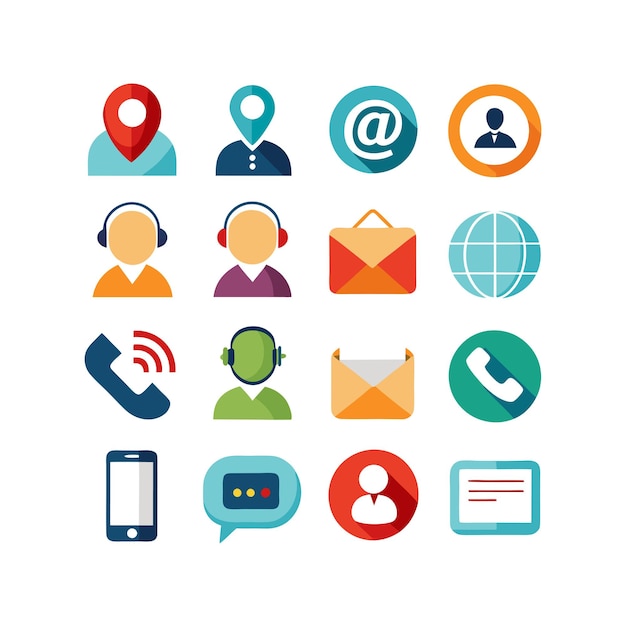 Vector contact us icon set collection for websites and mobile applications