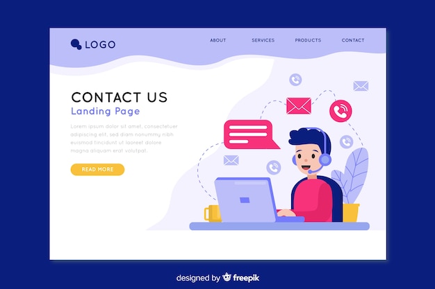 Vector contact us landing page for company