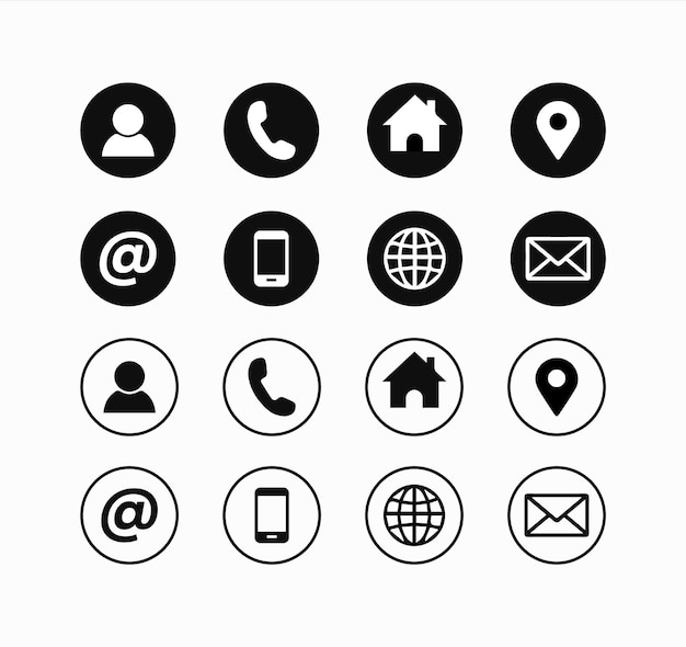 Vector contact us vector icons flat icons set on white background