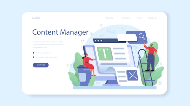 Vector content management web banner or landing page