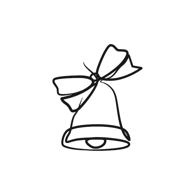 Continuous one line drawing of christmas bell Bell single line drawing