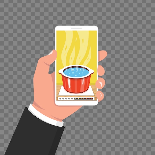 Vector cooking app on smartphone screen