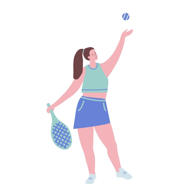 Cool flat vector character design with female tennis player.