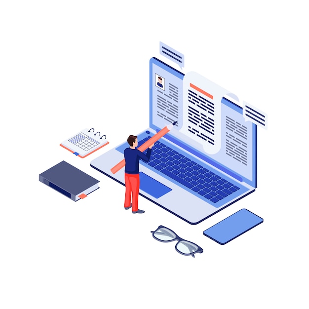 Copywriting isometric vector illustration