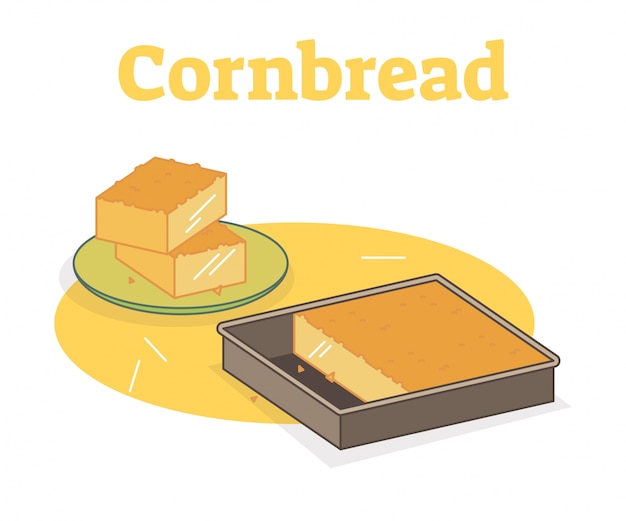 Cornbread flat vector illustration