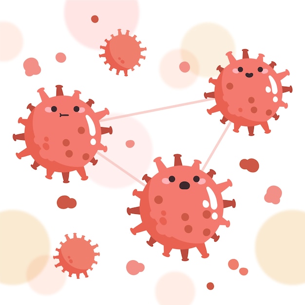 Vector coronavirus bacteria cell concept