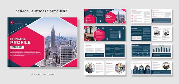 Corporate busine
ss landscape bifold brochure design template