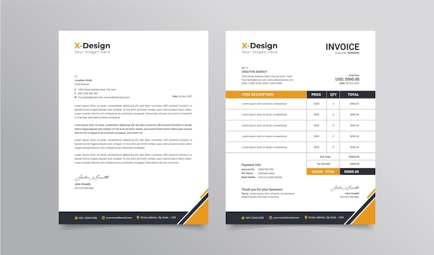 Corporate business letterhead and invoice template Business Branding identity design template