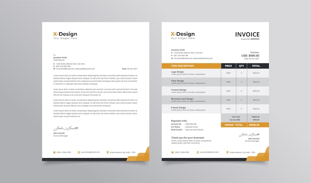 Corporate business letterhead and invoice template Business Branding identity design template