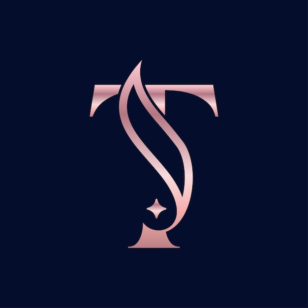 Cosmetic beauty logo brand letter T