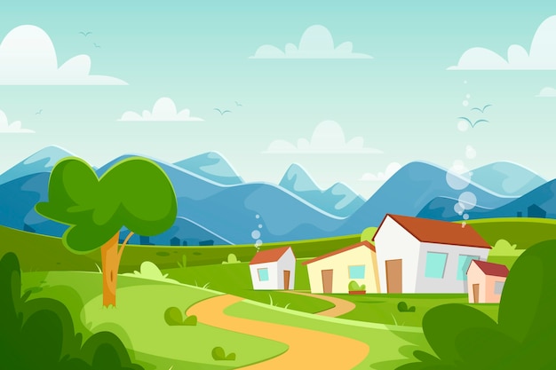 Countryside landscape illustration