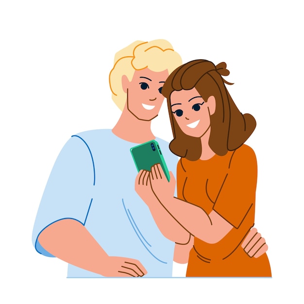 Couple phone vector